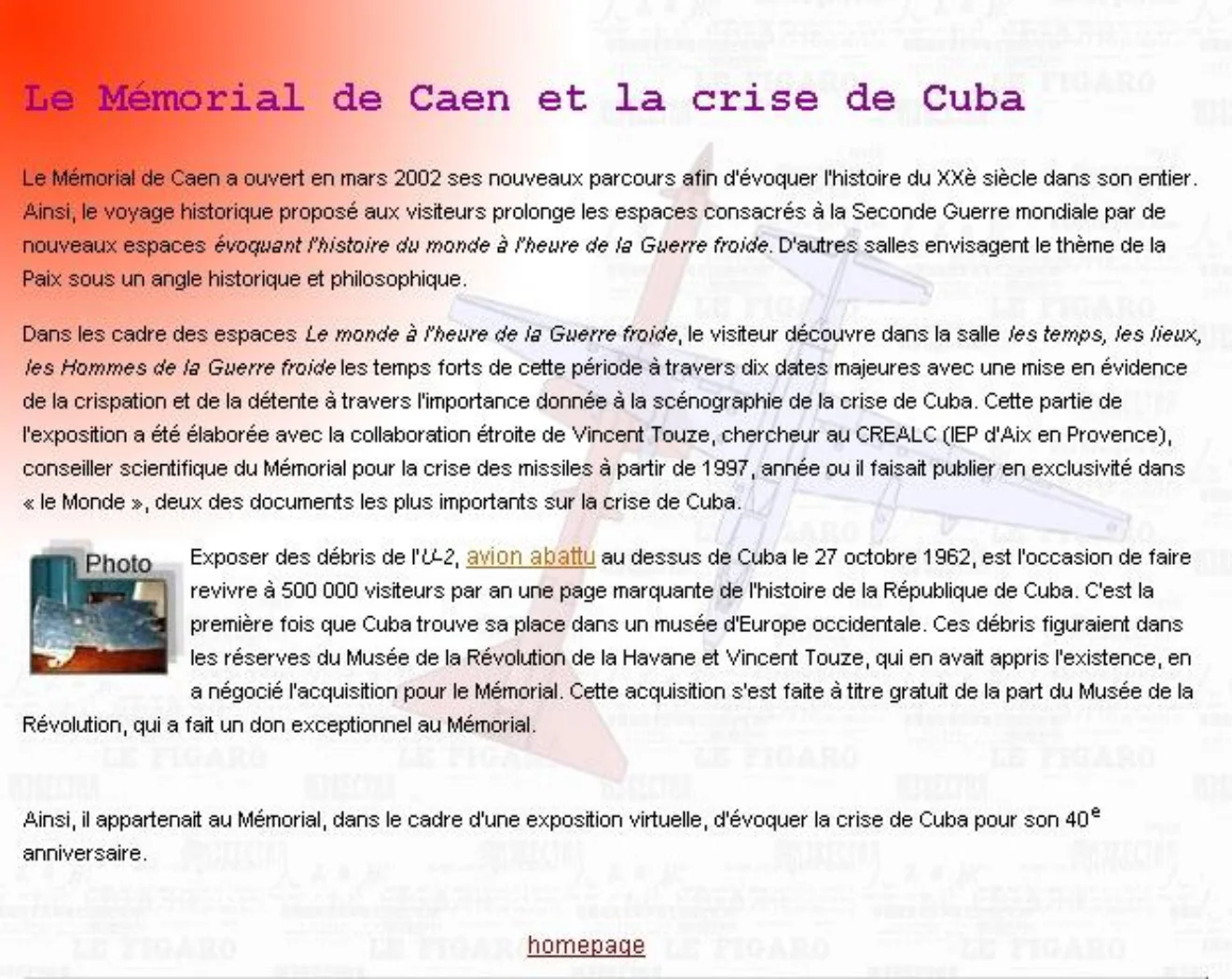 Site web du mémorial
